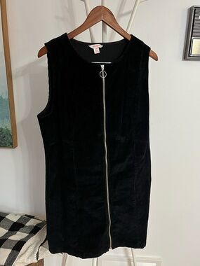 Joe Fresh Black Sleeveless Zip-Front Corduroy Dress